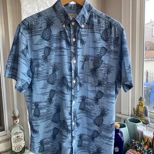 Blue Pineapple Short Sleeve Button Down